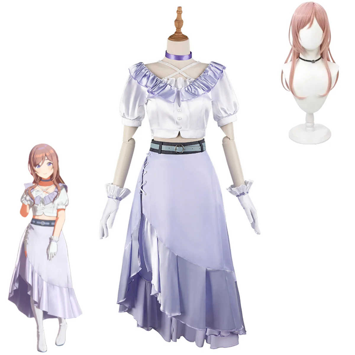 Anime Game De Idolm @ Ster Rinami Himesaki Cosplay Kostuum Paars Avondjurk Jas Pruik Volwassen Vrouw Sexy Gemaskerde Bal pak