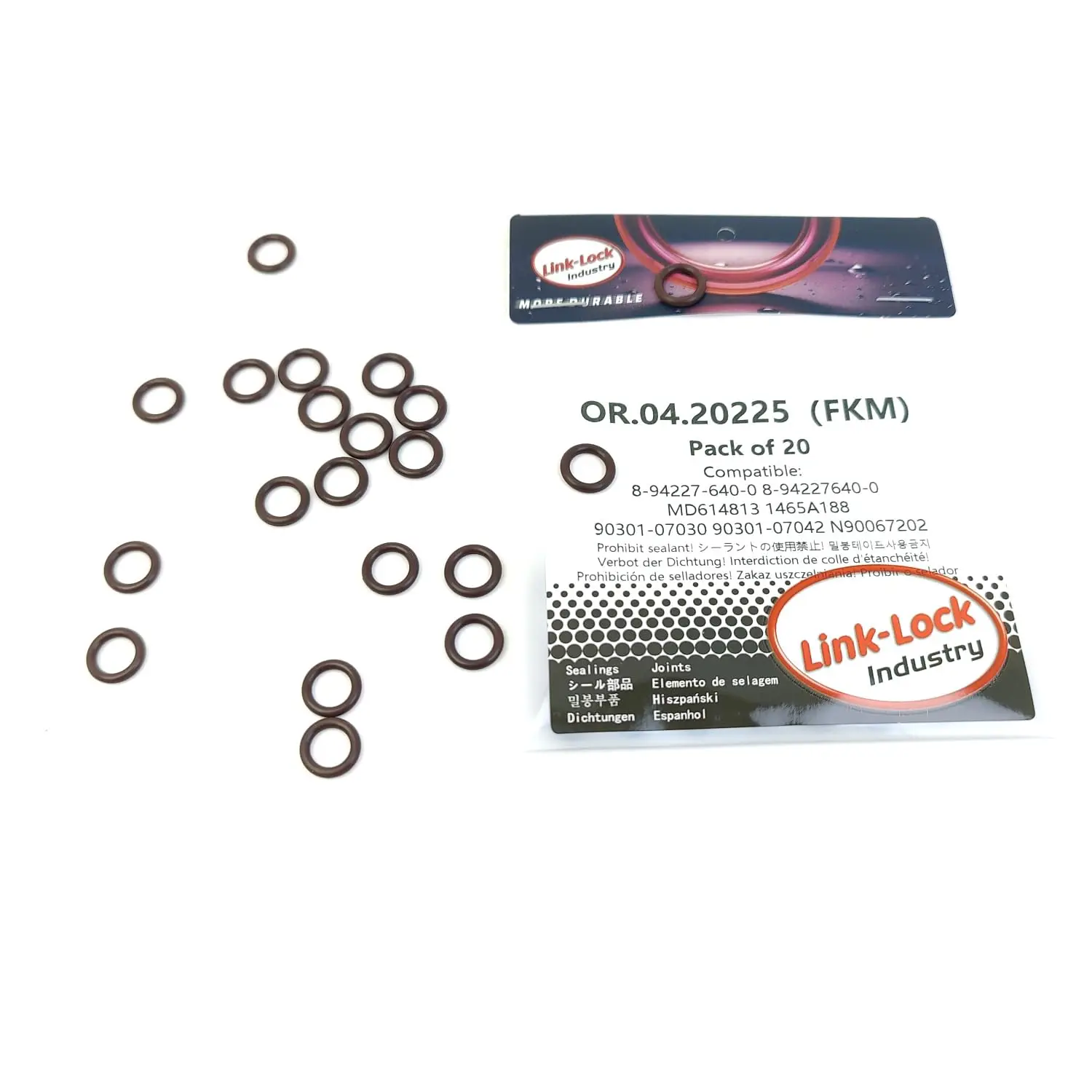 LINK-LOCK 20PCS OR.04.20225 FKM Viton Sealing O-Ring Kit of Injector 8-94227-640-0 8-94227640-0 MD614813 1465A188 90301-07030 90