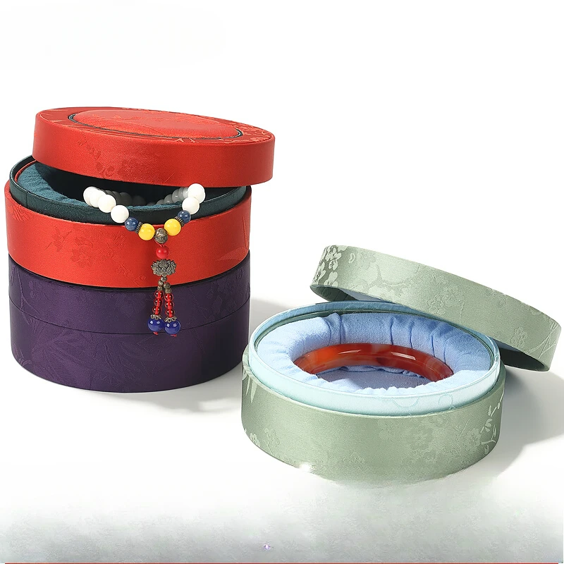 Circular cultural and jade bracelet box, sky and earth cover, jewelry packaging box, bracelet storage box