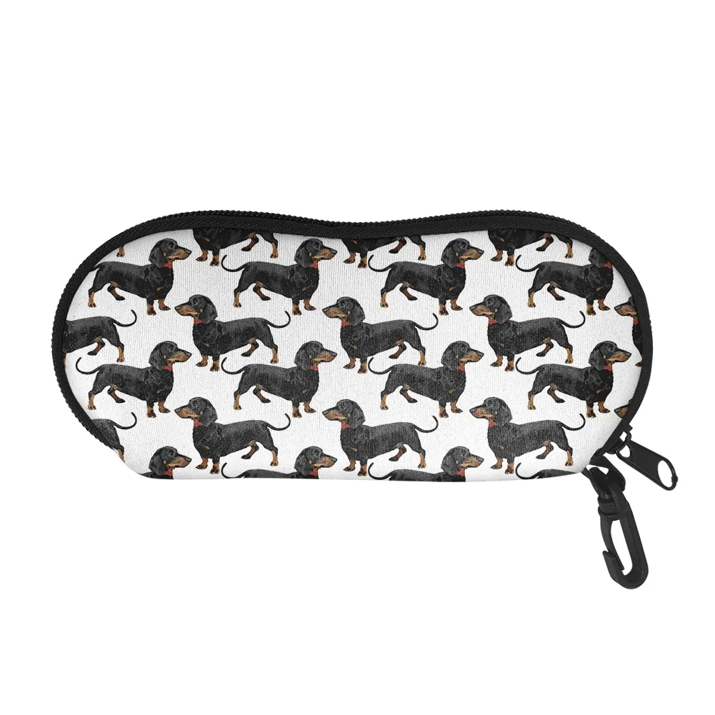 Dachshund Printed Fashion Unisex Glasses Case with Lanyard Zipper Eyeglasses Cases for Men Women Portable Eyewear Accessories