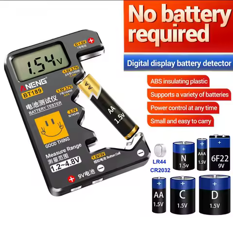 BT189 9V Battery Tester AA AAA Universal Household LCD Digital Display Button Cell Battery Tester Power Bank Detector Tool