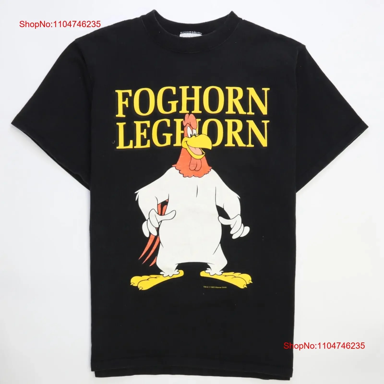 Vintage Foghorn Leghorn camiseta tamaño grande dibujos animados 1993 90s vintage lavado ropa de diseñador Unisex Casual Estirado Cómodo