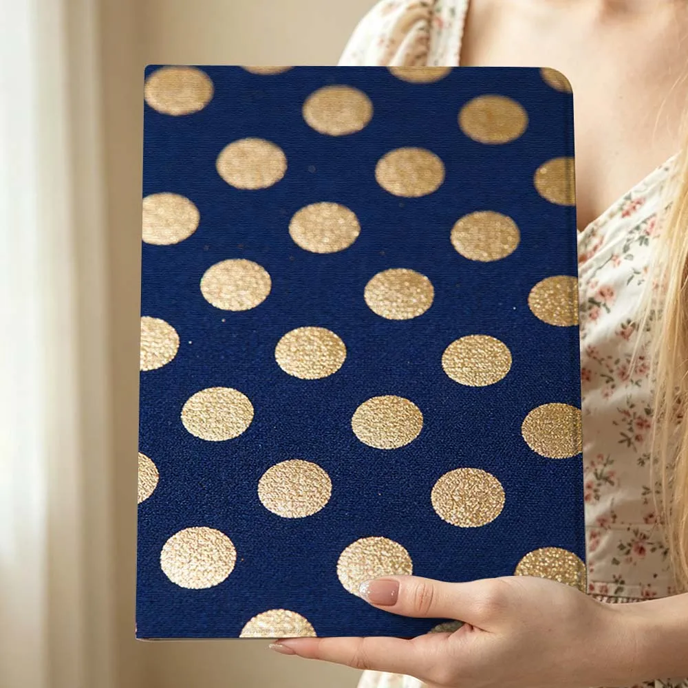 Blue Gold Polka Dot Pen Tray For Huawei MediaPad MatePad Honor Pro V6 9 V8 X9 X 10 13.3 12.3 11 11.5 Inch Tablet Case