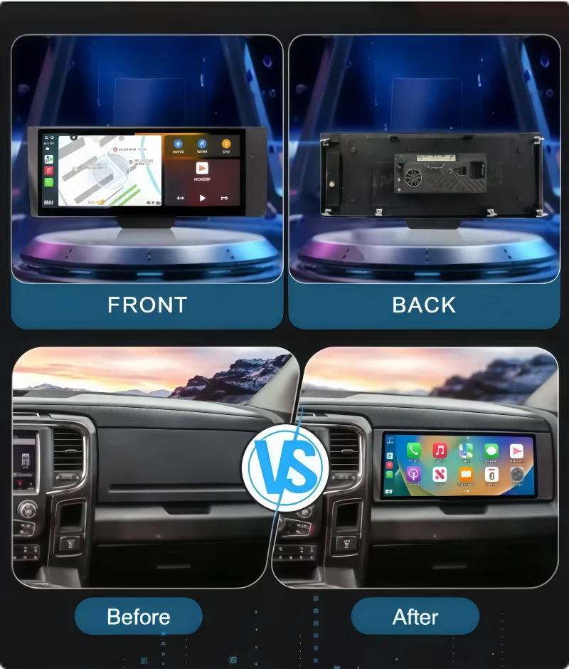 17 inch CarPlay Auto Android Passenger Entertainment For Dodge RAM 1500 2500 3500 2014-2018 GPS Car Copilot Radio Stereo Player