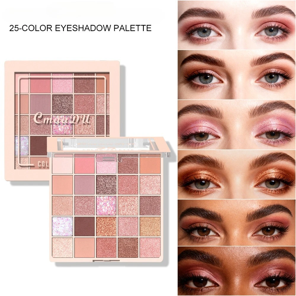 Paleta 25 Cieni do Powiek Matowe Połyskujące Neutralne Nude Różowe Odcienie Wysoce Pigmentowane Długotrwałe Kompletny Zestaw do Makijażu dla Kobiet