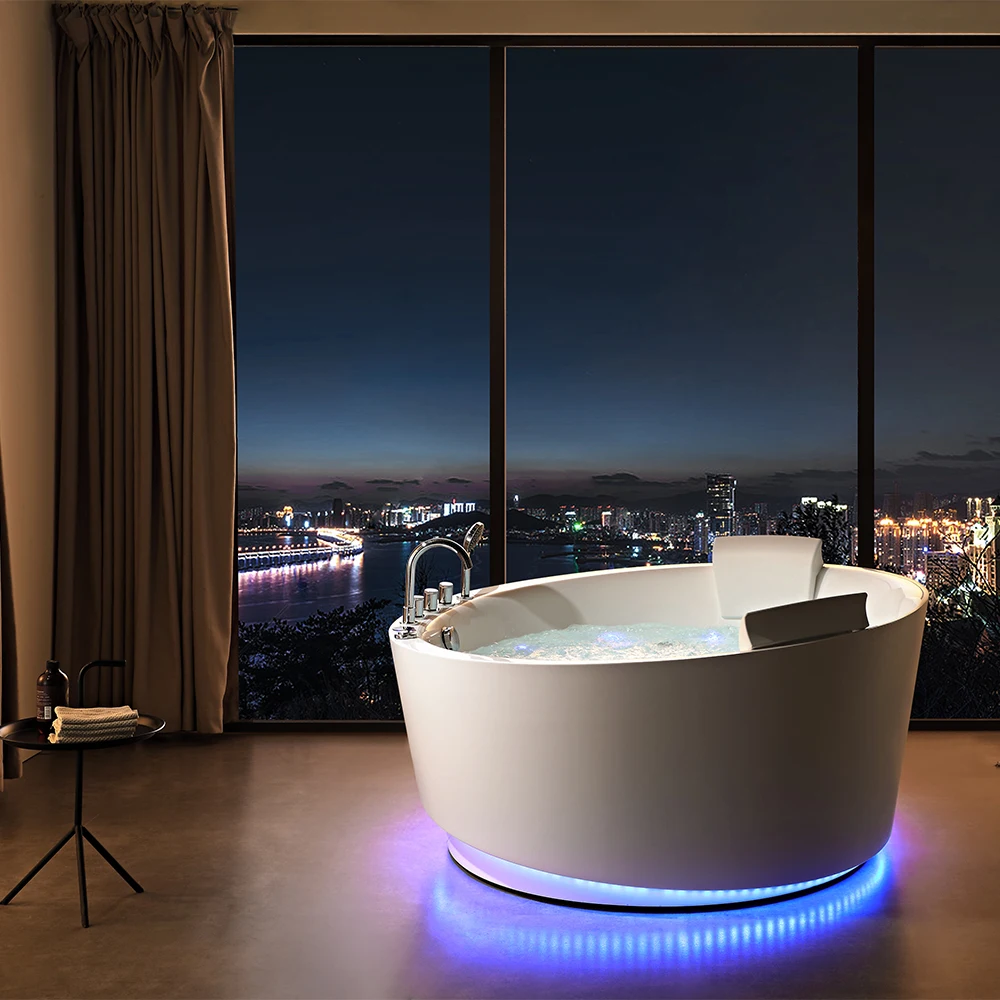 

BathtubCustom Made Round Shape Freestanding Whirlpool Massage Bathtub White Acrylic Spa Bath Tub