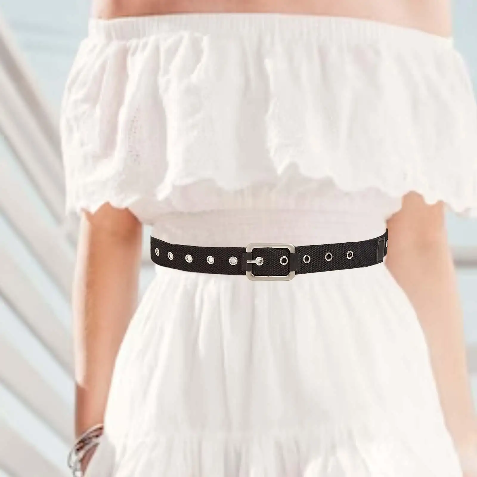 

Unisex Waist Belt Single Eyelet Fashion Decorative Adjustable Pin Buckle Belt