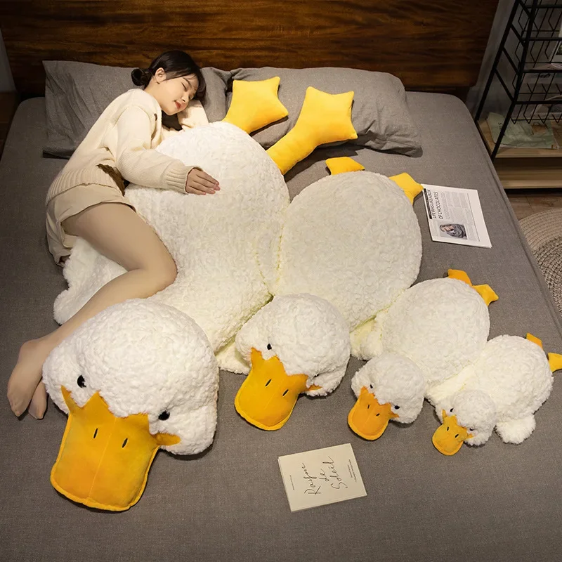 one piece Giant Duck Plush Toy Stuffed Big Mouth White Duck lying Throw Pillow for Boy Girl Nap Sleeping Cushion Pregnant