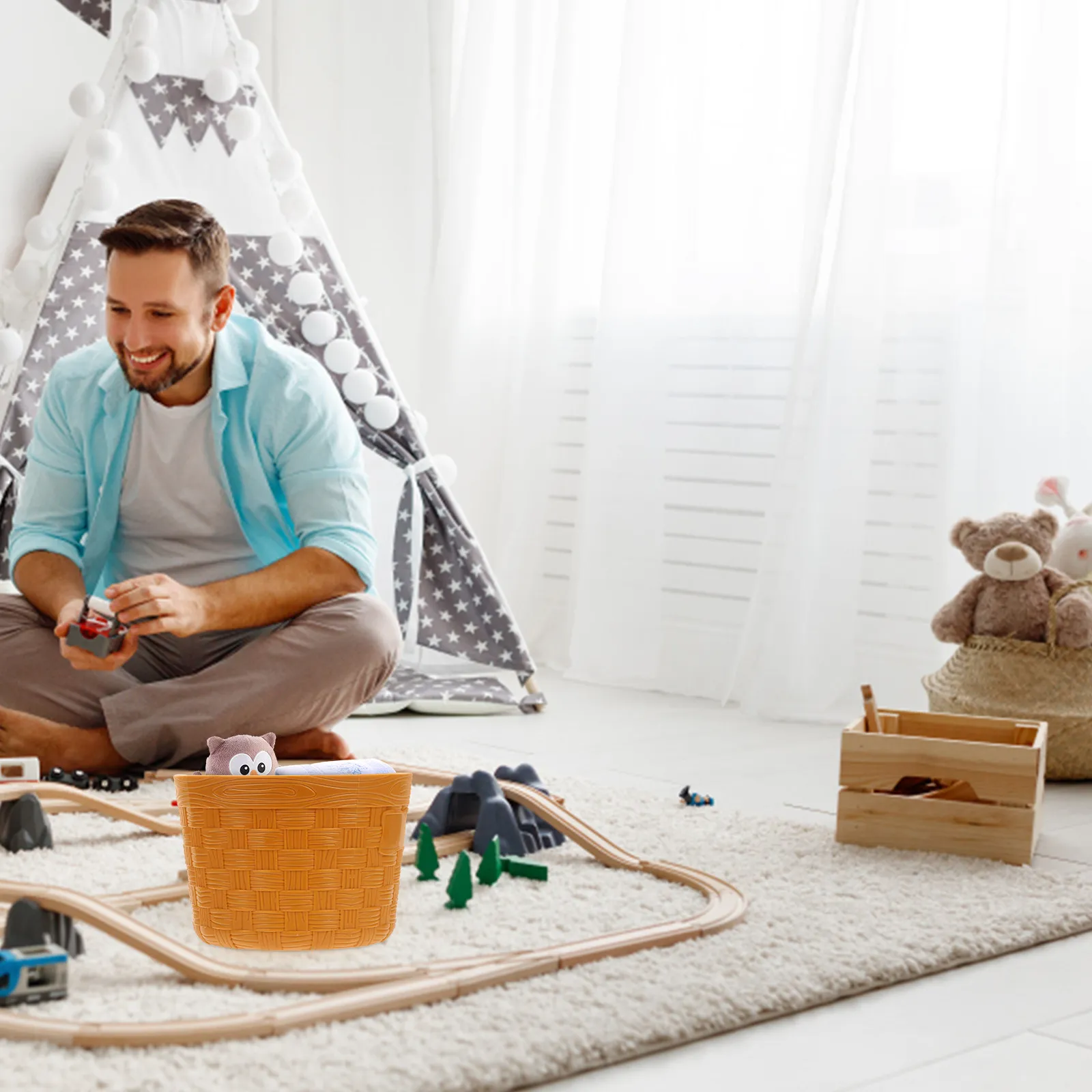 

Набор из 2 корзин для хранения: Игровой набор для ролевых игр в домике, имитация фруктов и овощей, корзина для сюжетно-ролевых игр для детей, детские игрушки для ролевых игр