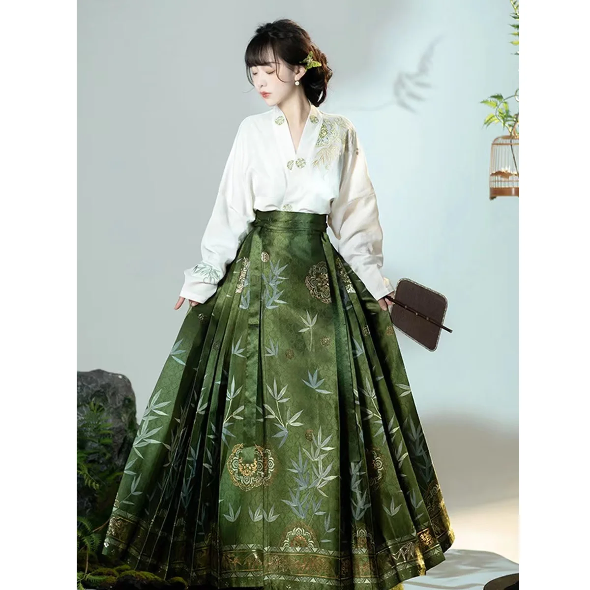 

Modern Embroidered Top Horse Face Skirt Set Chinese Traditional Hanfu Female Ming Dynasty Princess Cosplay Costumes