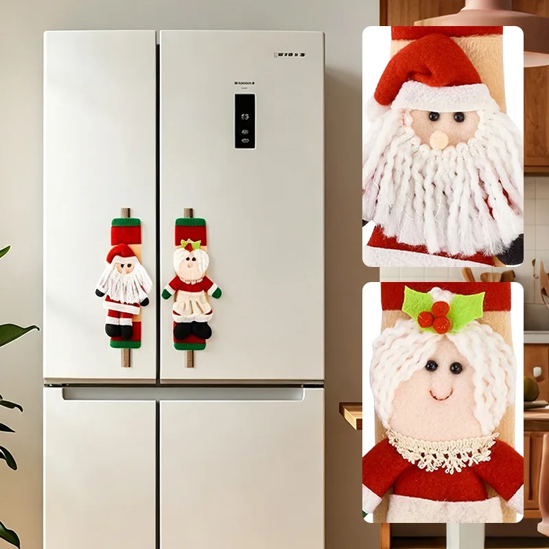New Christmas Refrigerator Door Handle Covers Soft Cloth Protective Gloves for Microwave Oven Dishwasher Kitchen Appliance Decor view 4
