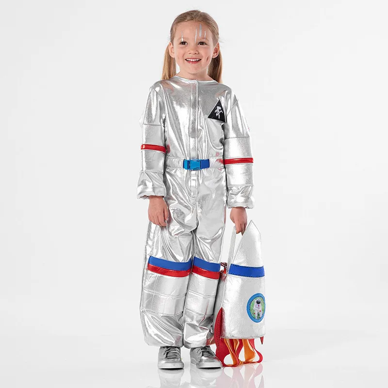 Child Girls Astronaut Spaceman Jumpsuit Fancy Dress Up Boys Kids Robot Costume Toddler 3D Rocket Halloween Costume 2024