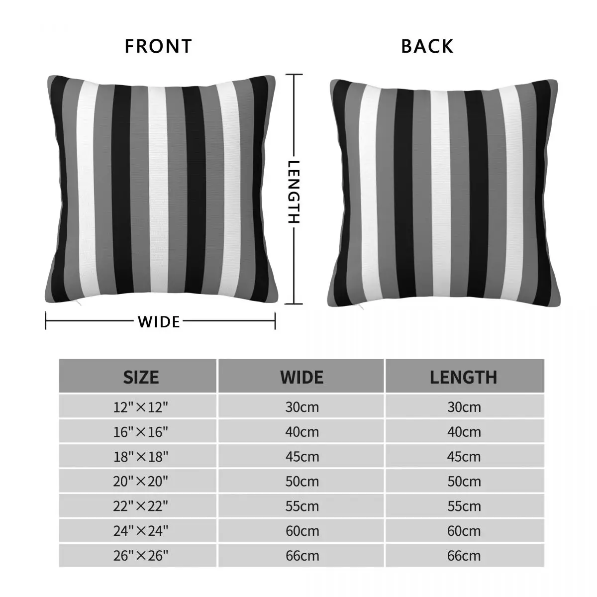 Black White Gray Stripes Square Pillowcase Polyester Linen Velvet Creative Zip Decor Pillow Case Bed Cushion Cover