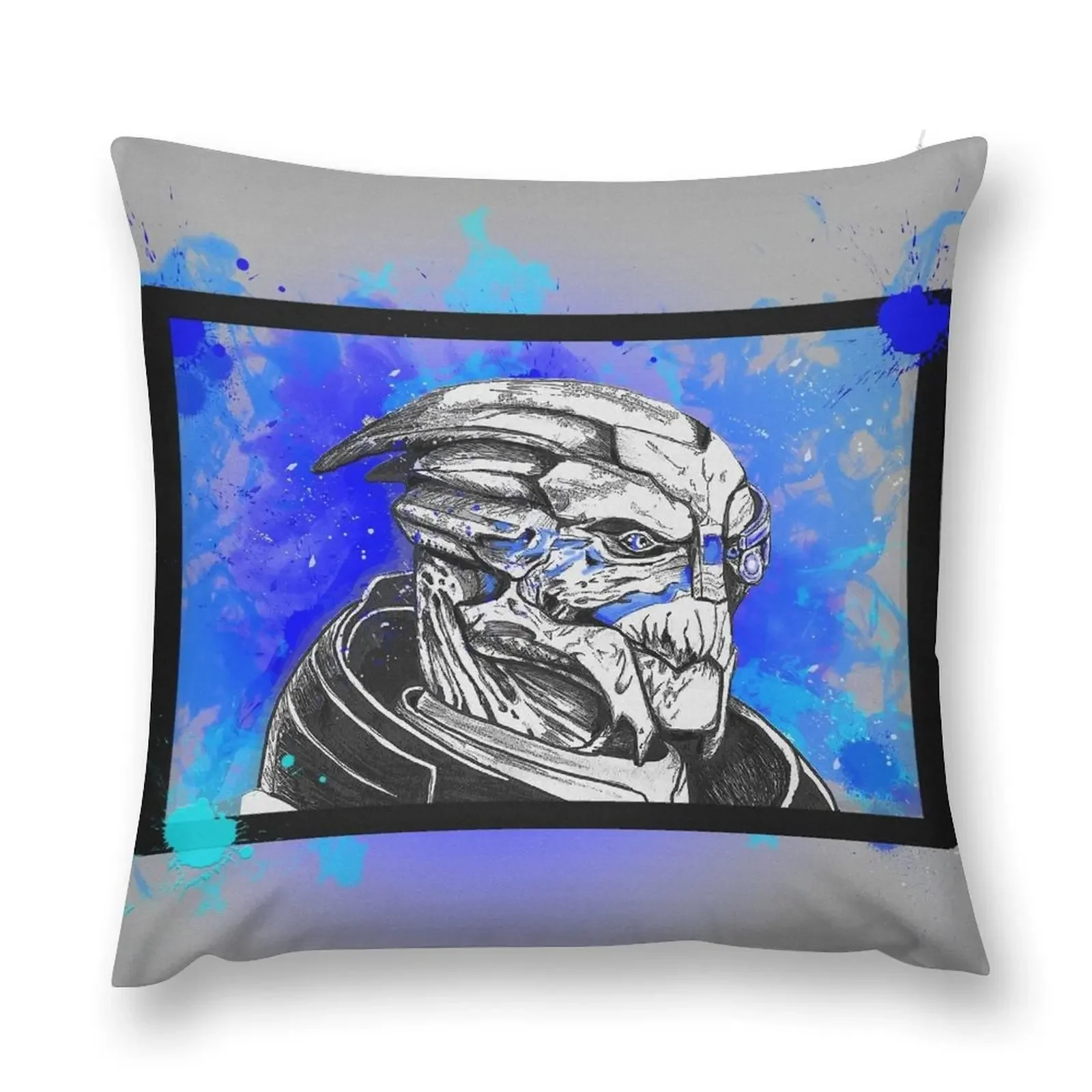 Garrus Vakarian: Mass Effect (Blue) Throw Pillow bed pillows home decor items pillow