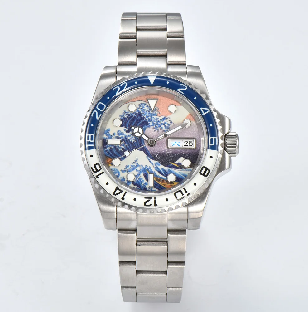 40mm NH36 Watch Creative Pattern Dial High Quality Automatic Mechanical Watch Sapphire Glass Waterproof Case NH36 Movement Watch