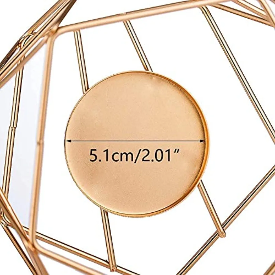 Geometric Tealight Candle Holders Gold, Modern Metal Geo Wedding Centerpieces for Table, Votive Candle Stand Accent for Tea Lig view 5