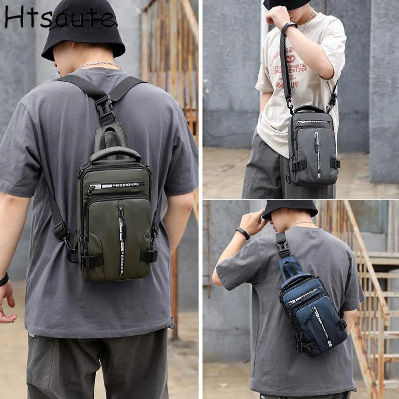 

Men Anti Theft Chest Bag Shoulder Bags USB Charging Crossbody Package School Short Trip Messengers Bags Men's Nylon Sling Pack