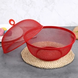 1Pc Portable Metal Storage Basket With Lid Mesh To Prevent Flies Fruit Basket Kitchen Supplies Household Table Decoration