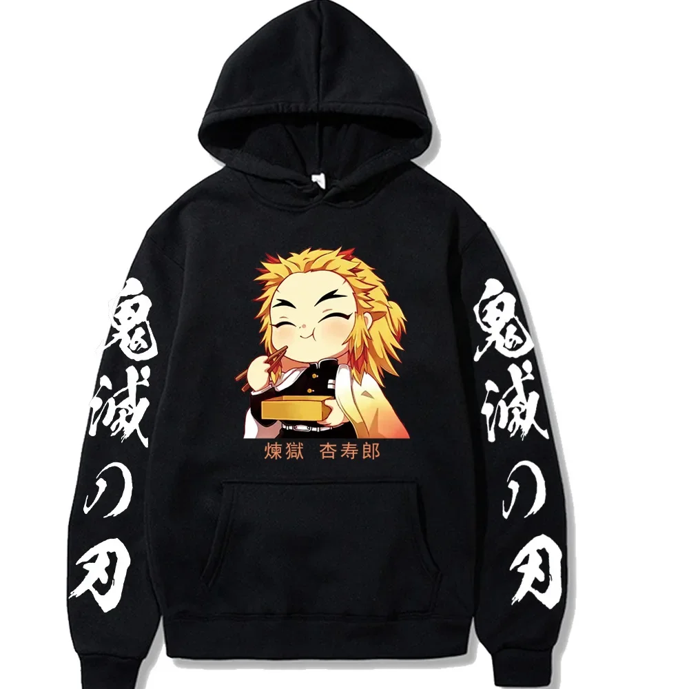 

Chibi Rengoku Eating Print Hoodie Women Fashion Pullovers Autumn Anime Sweatshirts Demon Slayer Hoodies Streetwear Men Clothes