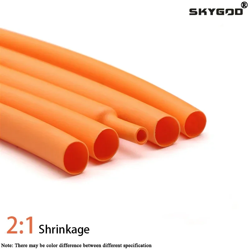 1M Orange Dia 1 2 3 4 5 6 7 8 9 10 12 14 16 20 25 30 40 50 mm Heat Shrink Tube 2:1 Polyolefin Thermal Cable Sleeve Insulated