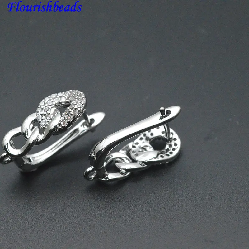 30pc تصميم جديد جودة عالية تشيكوسلوفاكيا معبد سستة الشكل Shvenzy القرط هوك المشابك #5