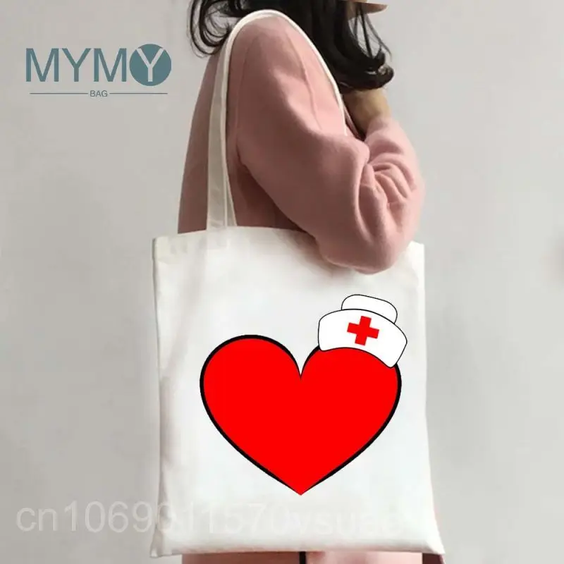 Medicine Art Nurse Life Shoulder Bags Reusable Large Capacity Graphic Shopping Bag No Zipper Girl Canvas Casual Eco Tote Handbag