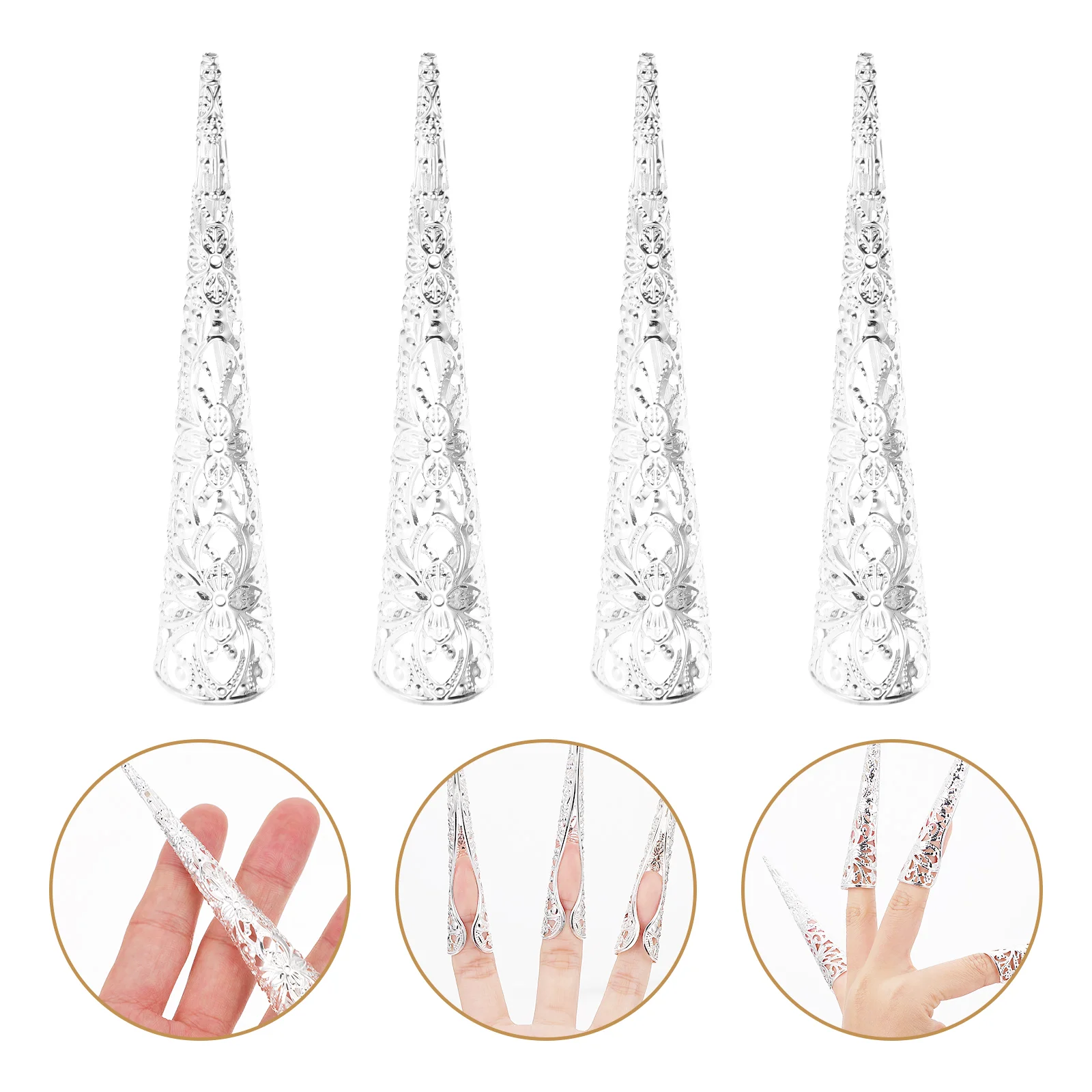 10 Pcs Metal Nail Set Finger Tip Kids Claw Rings Accessories Manicure Kit Alloy Decor