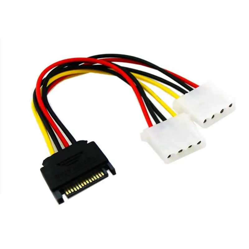 Pin Molex IDE to 2 Serial ATA Hard Driver Power Cable SATA Y Splitter Dual Hard-Drive-Disk Extension Cord Adapter Connector