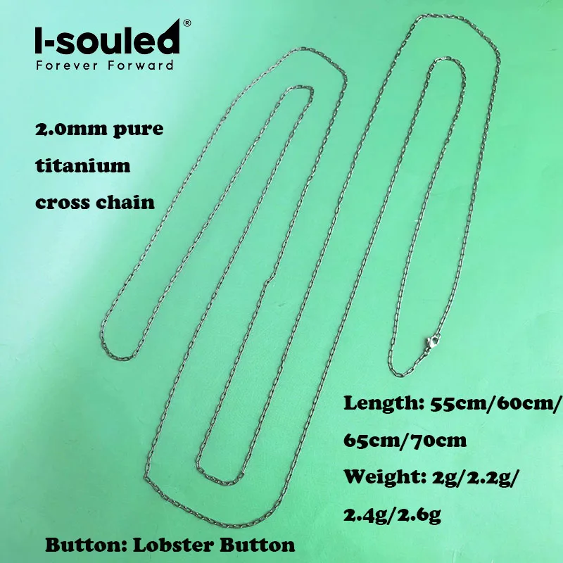 2.0mm pure titanium long cross chain necklace, lightweight, waterproof and rust free