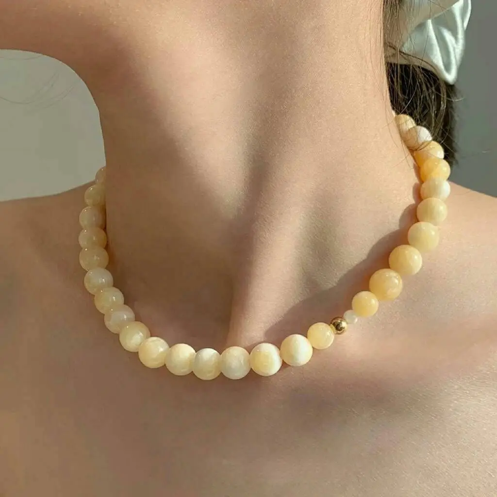 

Withered Natural Beige Round Bead Bead Necklace For Women's Vacation Style Jewelry Necklace Necklaces For Women