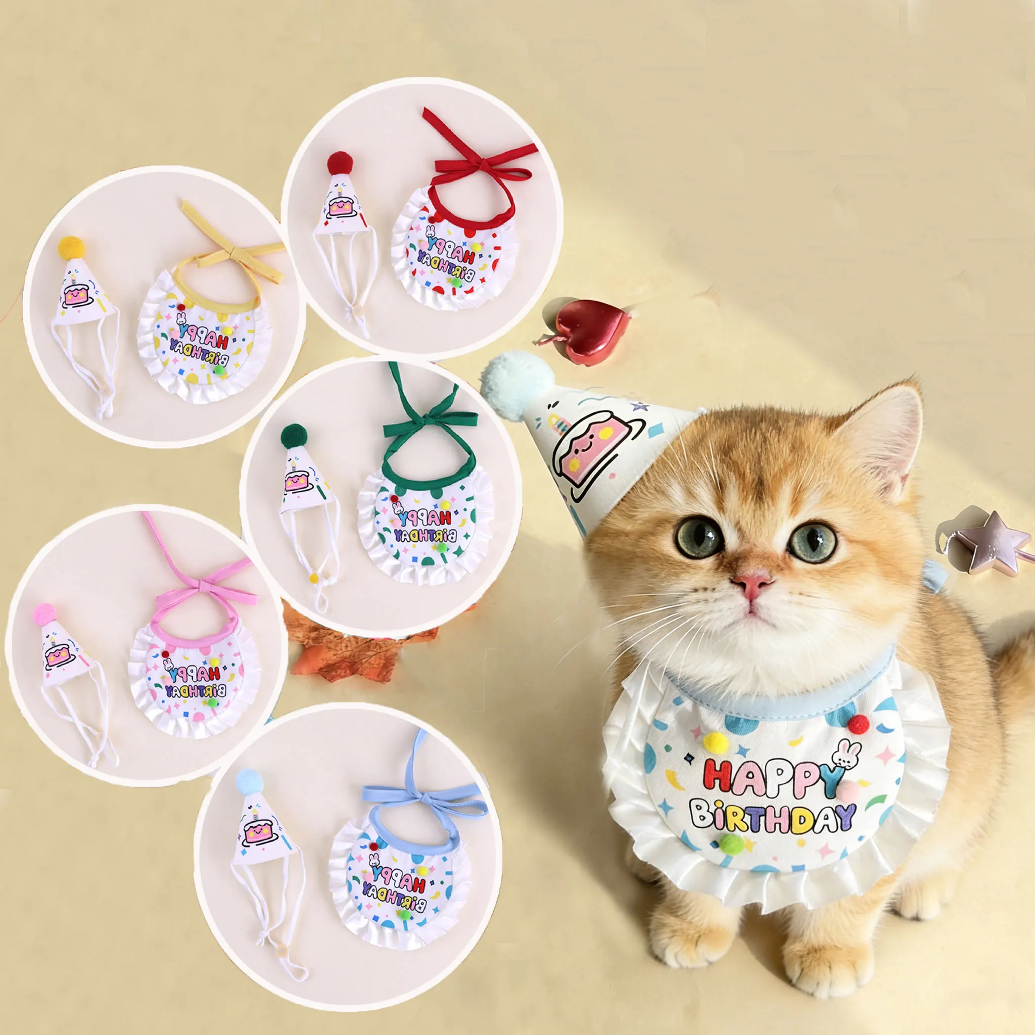 

1 Pc Pet Birthday Hat Bib Set Cute Pet Party Costume For Small Medium Large Dogs Cats Pet Birthday Photo Prop