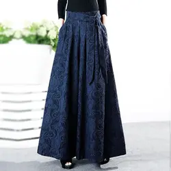 2023 new chinese retro style cotton linen wide leg pants for women loose linen high waist daily straight tube long pants g737