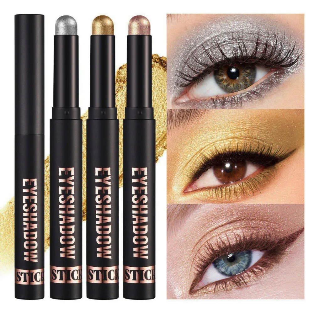 1PC Waterproof Eyeshadow Pencil Stick 18 Colors Lasting Pearlescent Glitter Shimmer Eye Shadow Highlighter Pen Eyes Makeup Tools