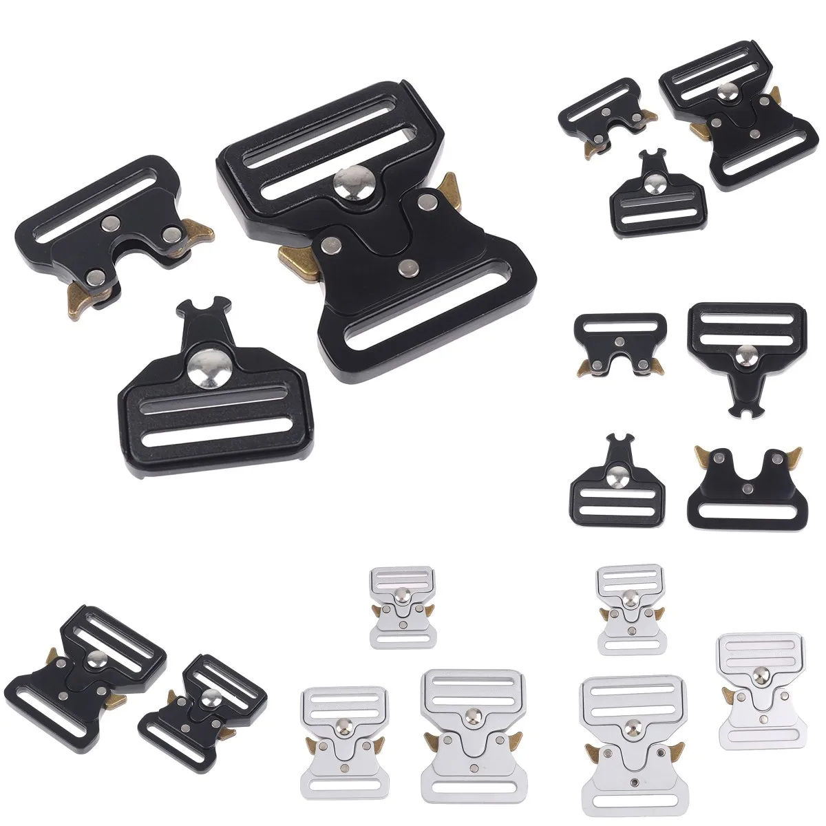 1PCS 3Sizes Metal Strap Buckles For Webbing DIY Bag Luggage Clothes Accessories Clip Buckles Silver Black color