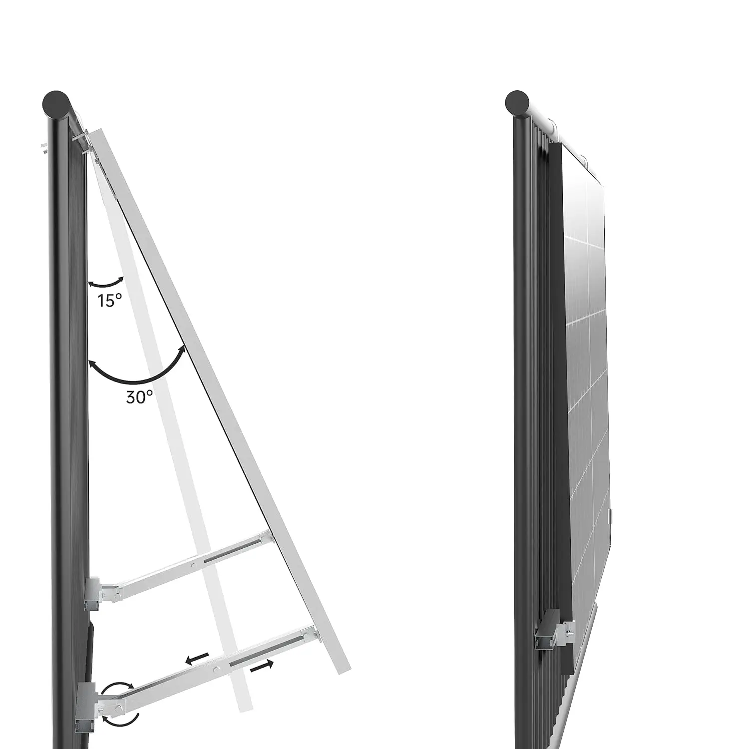 Balkon-Kraftwerkshalterung für 400 W, 410 W, 800 W, 820 W, Solarmodule, Halterung aus Aluminiumlegierung, Geländer, verstellbarer Winkel 0 bis 30 – Detail 7