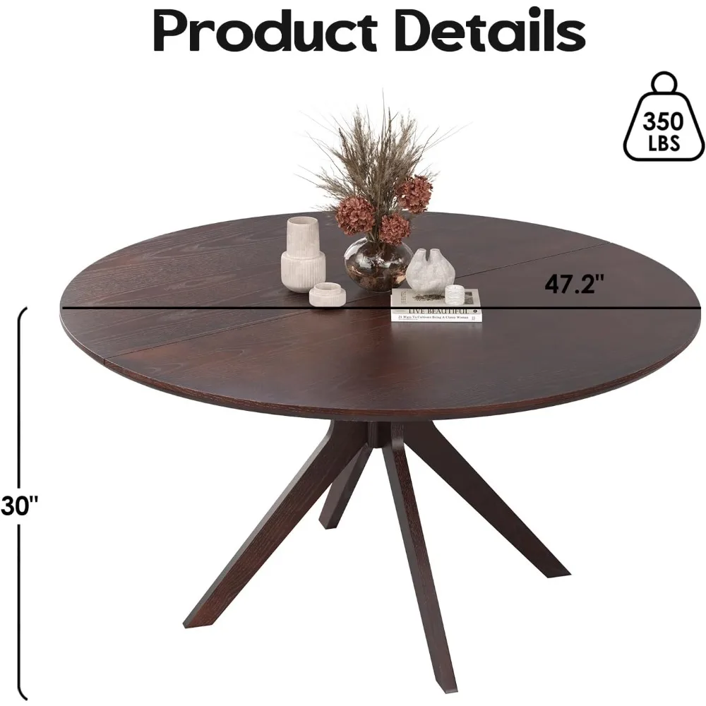 無垢材の丸型ダイニングテーブル（4～6人掛け、十字脚）