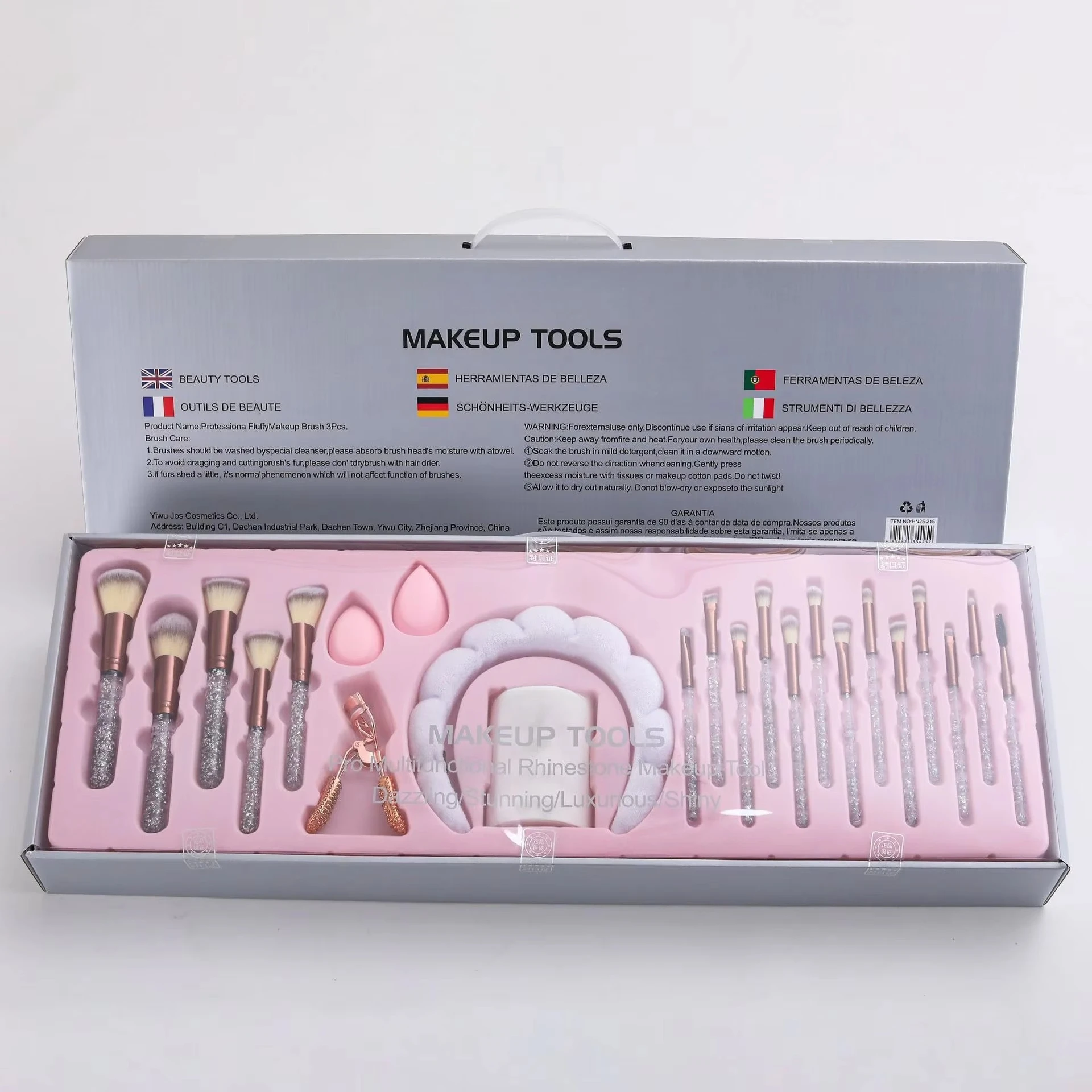 23PCS Flashy Gorgeous Rhinestone Makeup Brush Set Professional Style Wholesale Luxury Makeup Brush with Gift Box