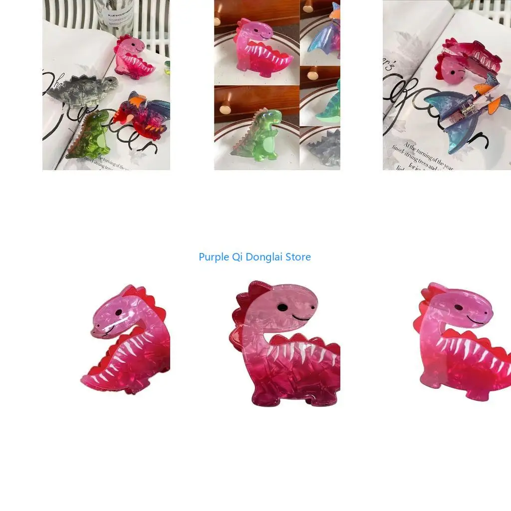 L21E Acrylic Hair Claw Clips Funny Dinosaurs Hair Catch Barrette Large Hair Clips Nonslip Strong Hold Hair Accessories
