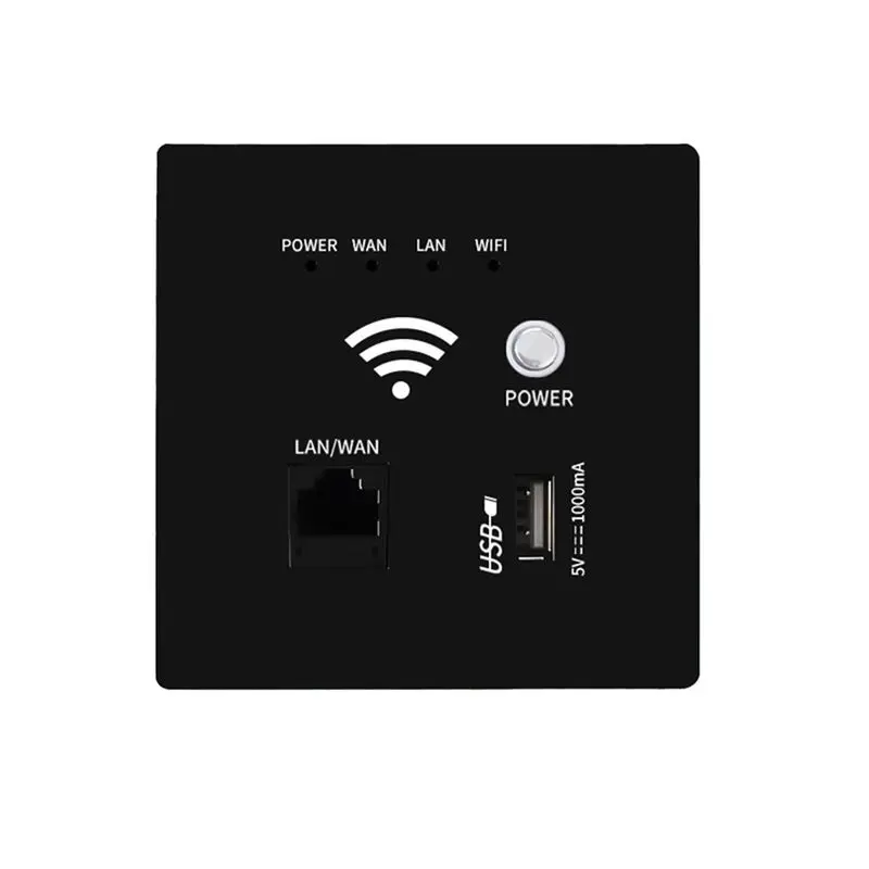 QWE-300Mbps 2.4Ghz WIFI Router Wireless Wifi Socket RJ45 AP Relay Smart USB Socket Panel Embedded Wall WIFI Router B