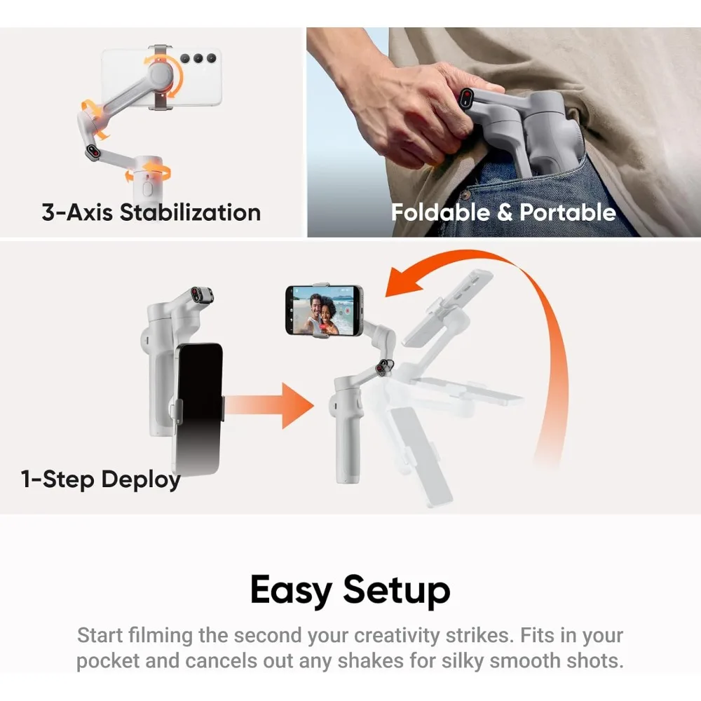 حزمة تعقب الذكاء الاصطناعي Flow 2 باللون الرمادي - أحزمة هاتف قابلة للطي، تتبع الذكاء الاصطناعي مع أي تطبيق، تتبع متعدد الأشخاص، حامل ثلاثي مدمج - جديد #6