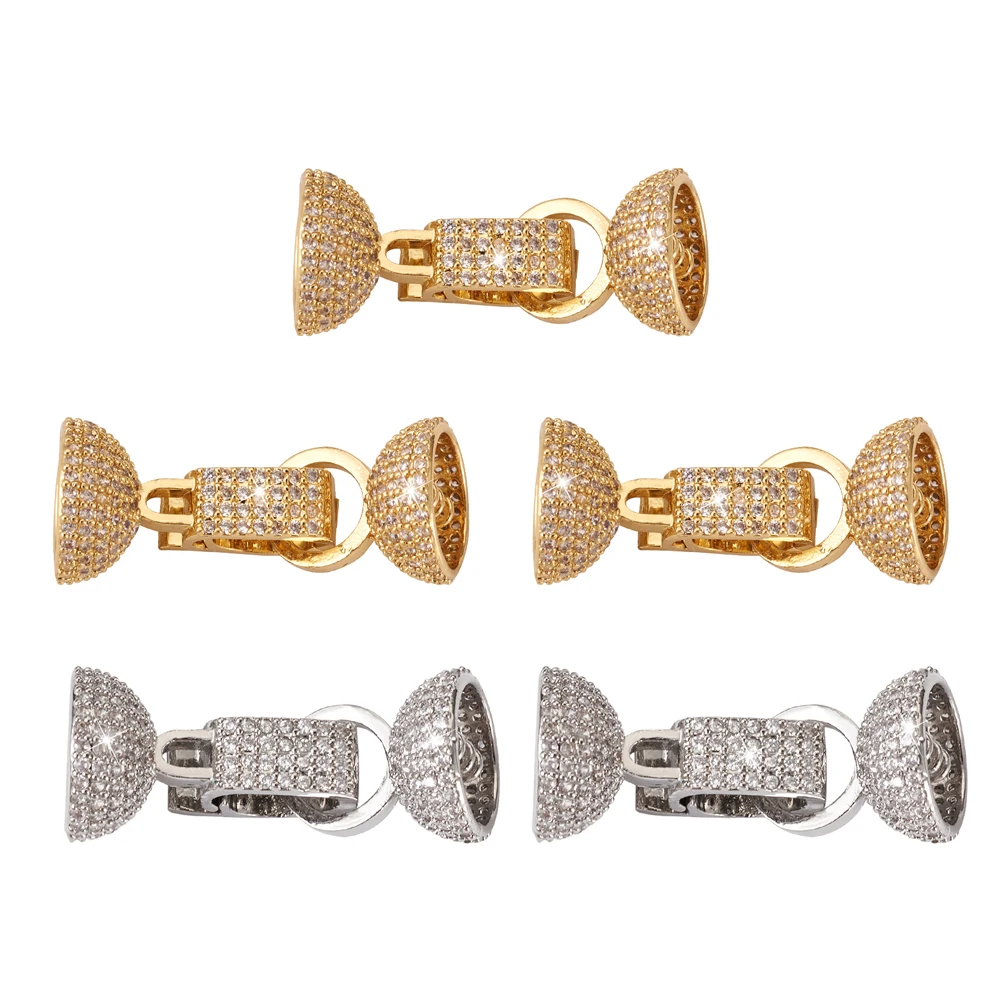 

5pcs Brass Micro Pave Clear Cubic Zirconia Fold Over Clasps for Making DIY Jewelry Necklace Bracelet Connector Accessories