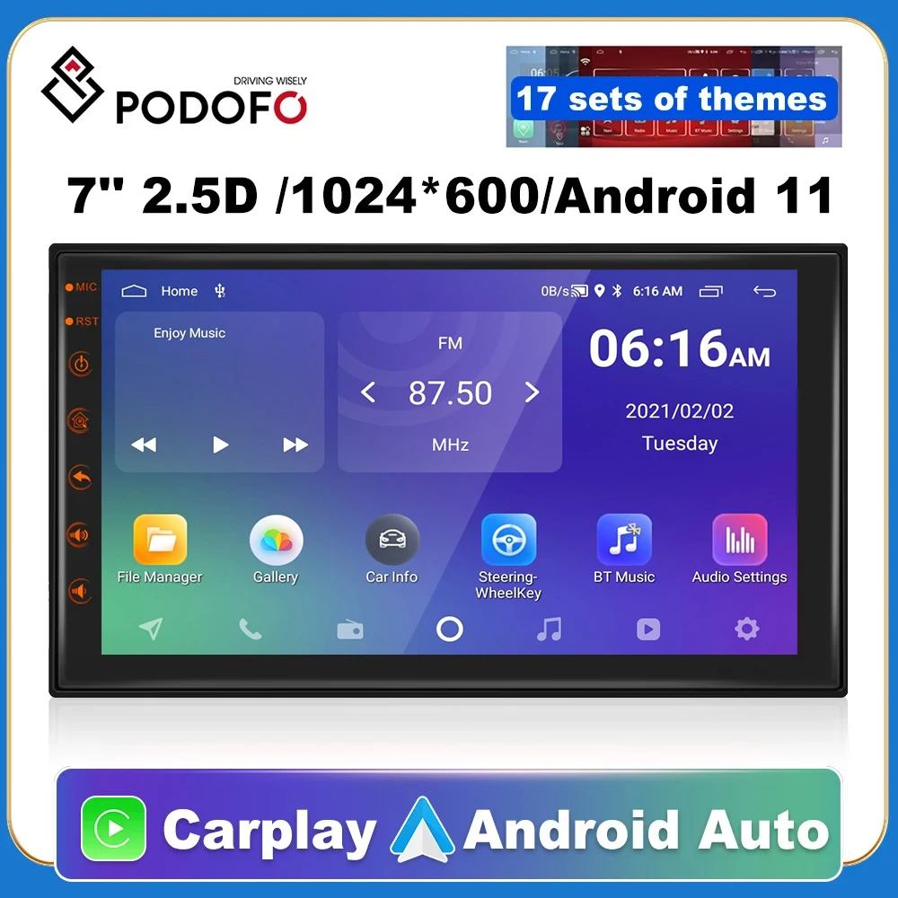 

Podofo Android 11 Car Radio Carplay Autoradio 2 Din 7" Universal WIFI GPS Car Multimedia Player For Nissan Toyota Kia