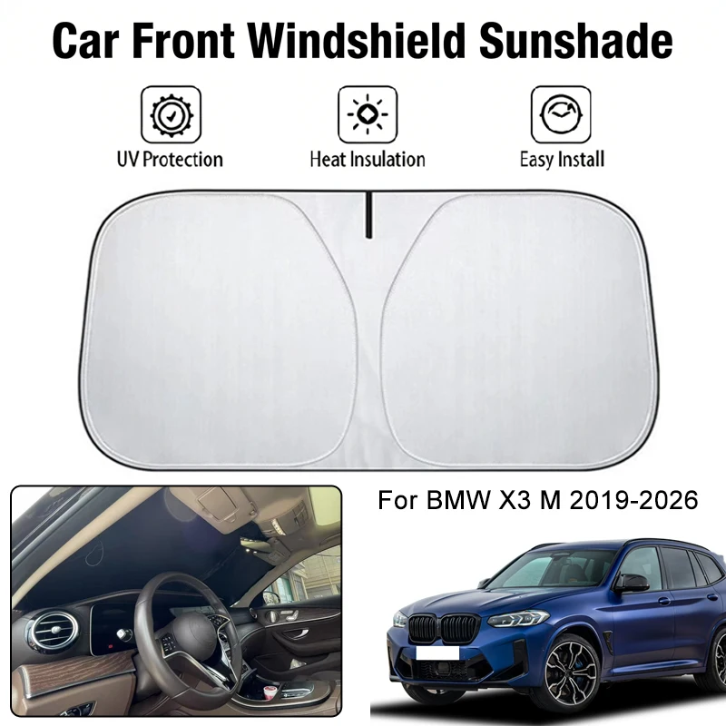 

Foldable Car Windshield Sun Shade UV Block Heat Insulation For BMW X3 M 2019-2026 Interior Protection Accessories