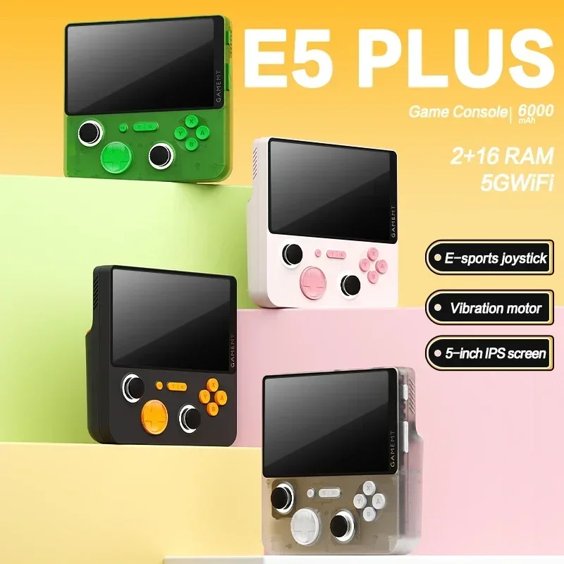E5 PLUS Handheld Game Console Gamemt E5PLUS 5 inch HD IPS Screen Dual System Andorid Wifi  Retro Video GAME 2+16GB RK3566 Chip 6