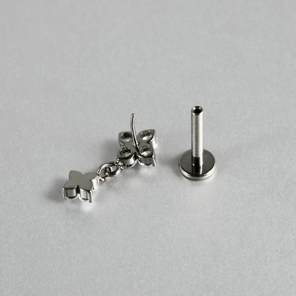 Dreamlee G23 Solid Titanium Rook Helix Stud Push In Flat Back Tragus Cartilage Earring Flower Lobe Labret Piercing Jewelry