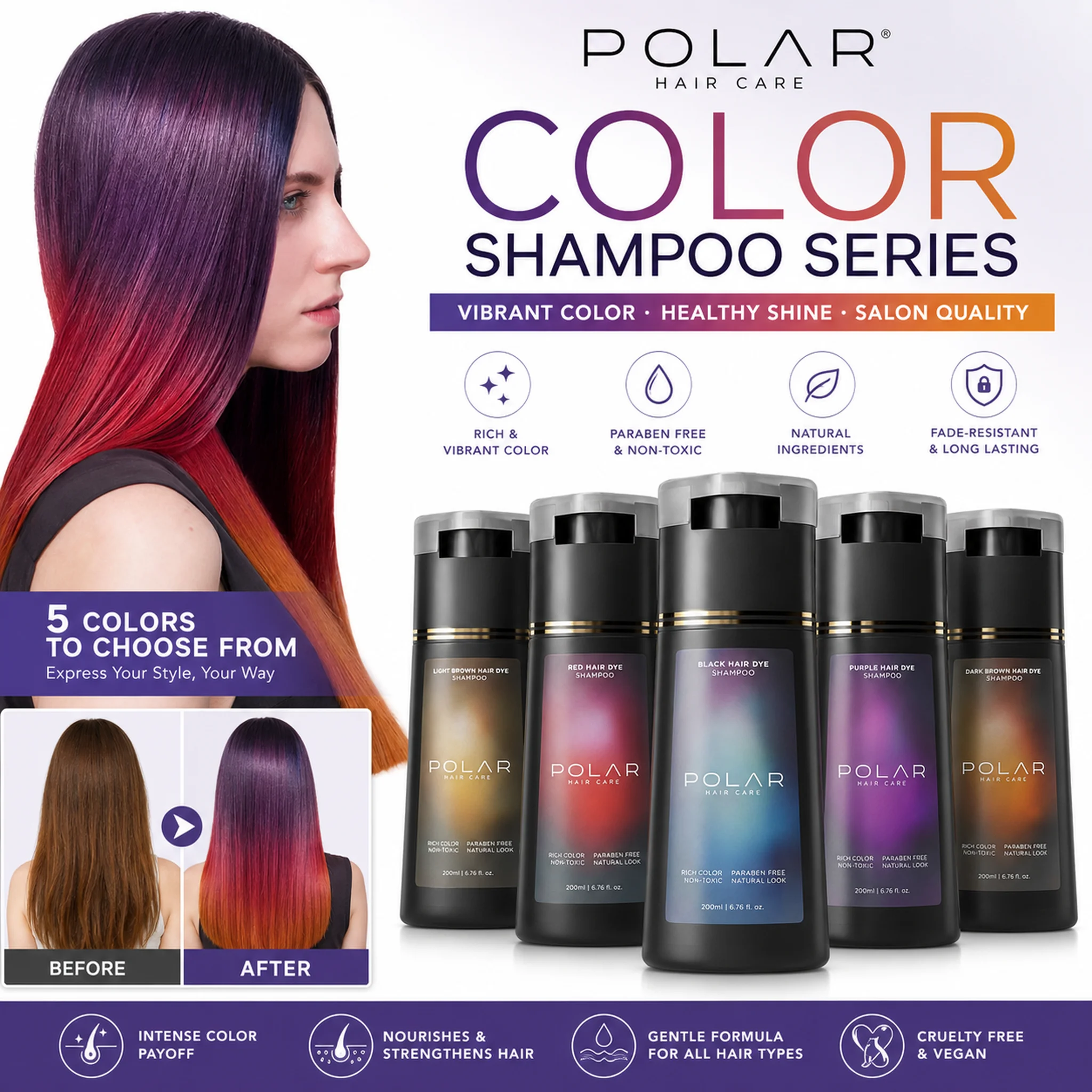 Hair Dye Coloring Shampoo 3 in 1 Instant Hair Dye Shampoo Nourish Long Lasting Color Dye For Women &Men Gray Hair Coverage 200ML
