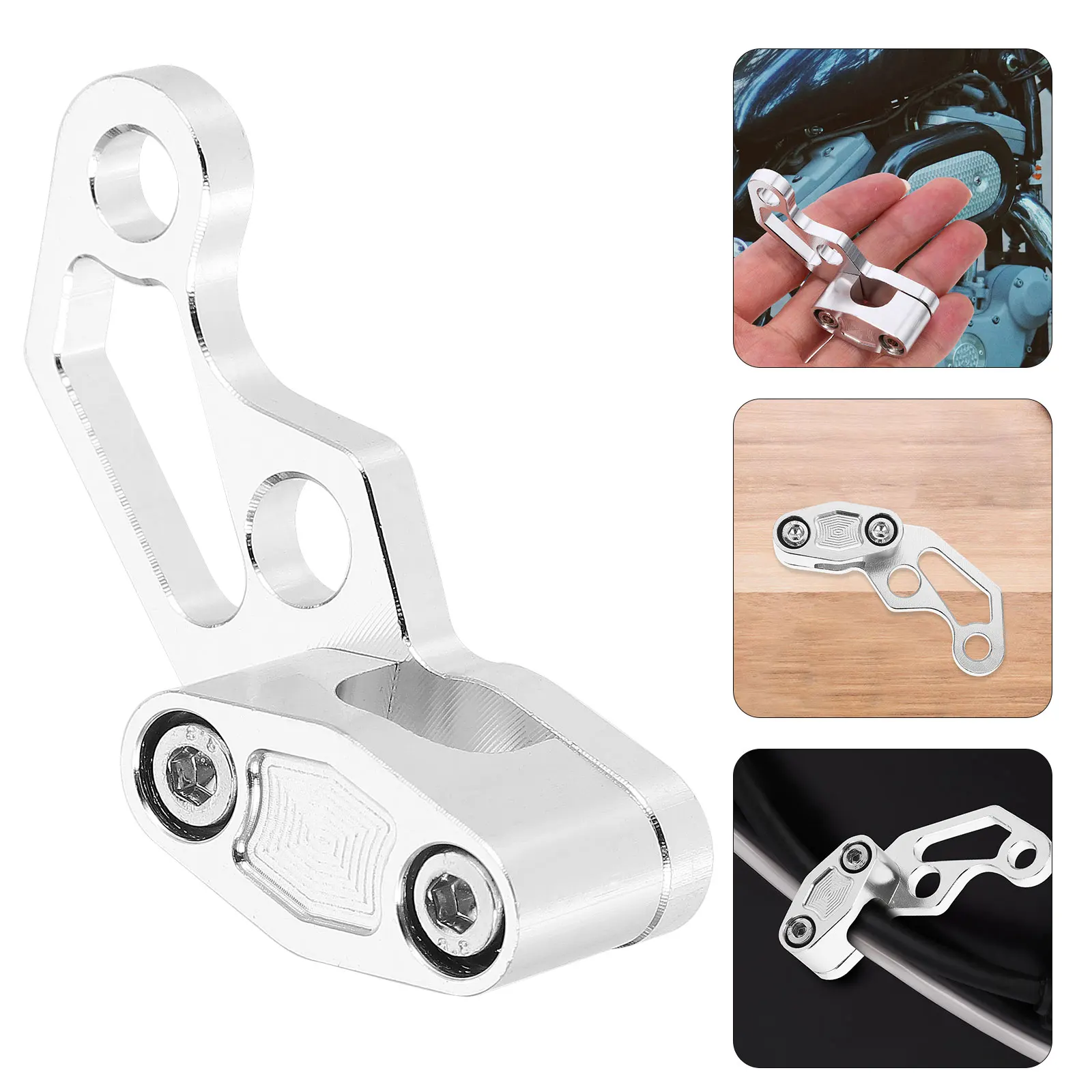 

Oil Pipeline Clamp 1 Hole Silver CNC Motorcycle Accessories Brake Line Clips Cable Retaining Guide Compatible Models Protect