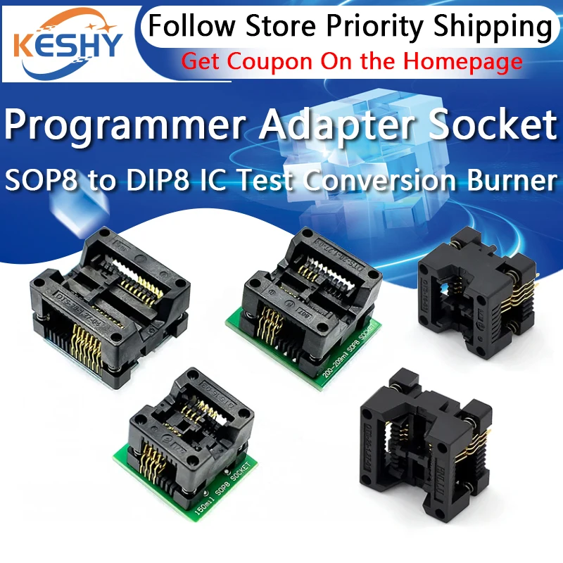 SOIC8 SOP8 to DIP8 Wide-body Seat Wide 150/200mil Programmer Adapter Socket Blue SA602 IC Test Conversion Burner