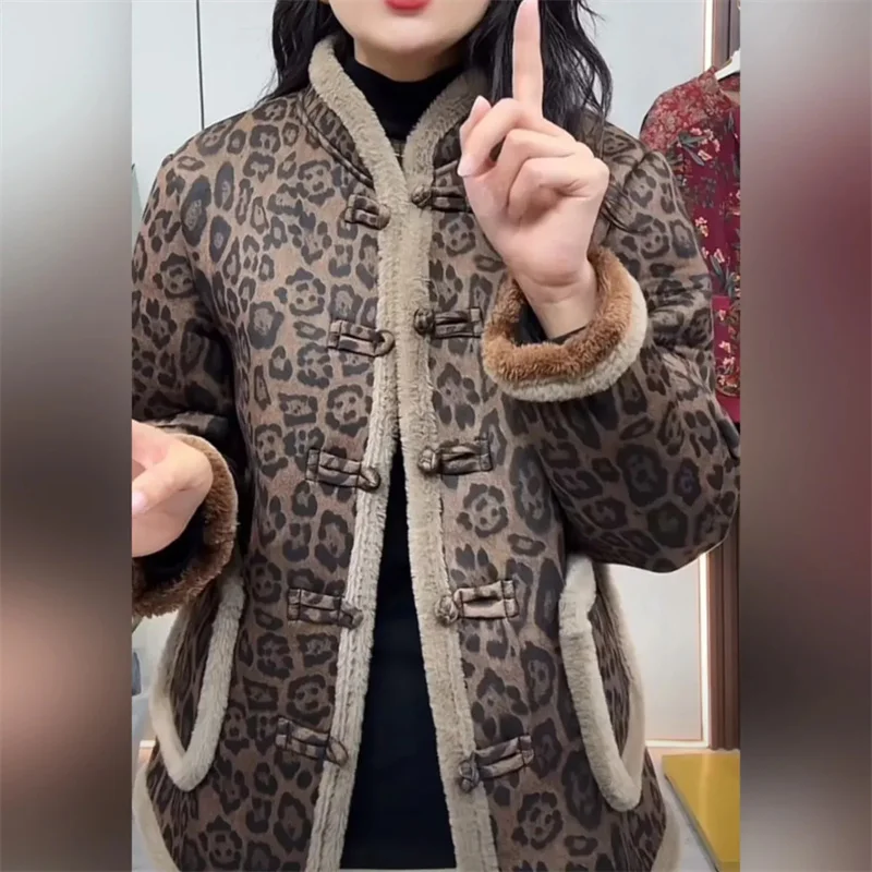 

Korean Femme Printing Parkas Jacket 2025 Lady Large Size 6XL Down Cotton Winter Middle Aged Mother Patchwork Cotton Padded Coat