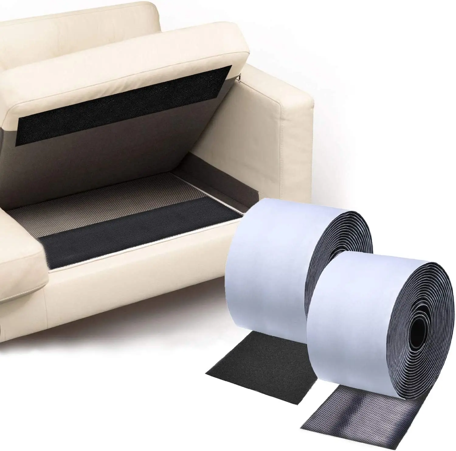 Couch Cushion Non Slip Pads to Keep Couch Cushions from Sliding, Hook and Loop Tape with Adhesive for Smooth Surfaces